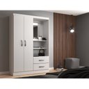 Ver imagem 5 de Guarda Roupa Solteiro 2 Portas 2 Gavetas com Espelho Capelinha Branco Yescasa