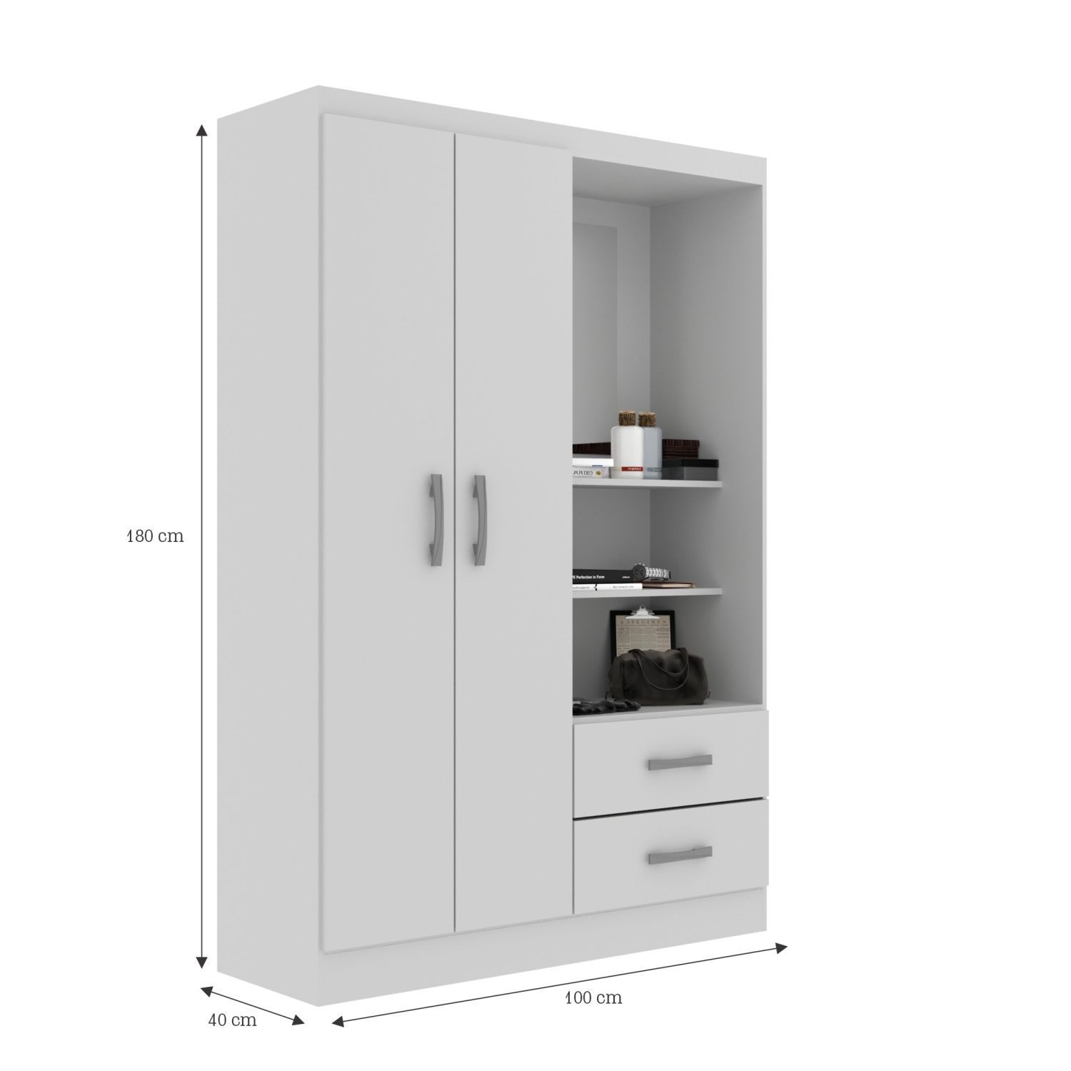 Guarda Roupa Capelinha Solteiro 2 Portas 2 Gavetas Premium - 4