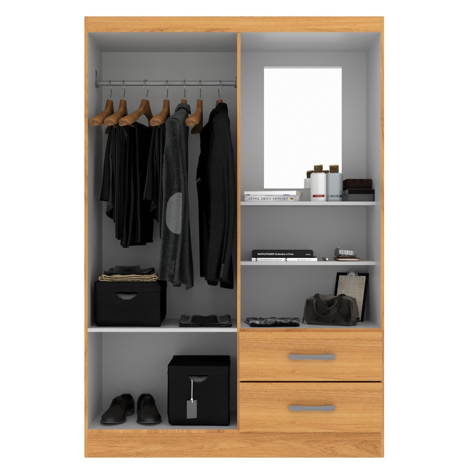 Guarda Roupa Capelinha Solteiro 2 Portas 2 Gavetas Premium - 2