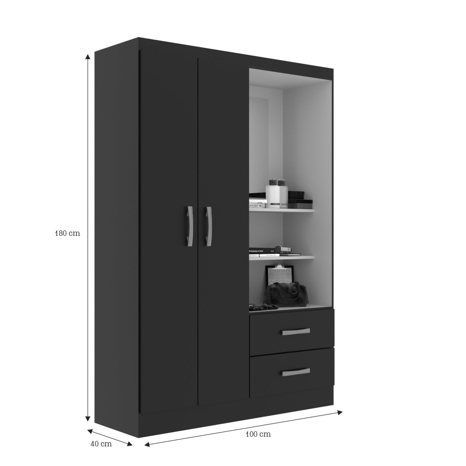 Guarda Roupa Capelinha Solteiro 2 Portas e 2 Gavetas Premium - 4