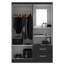 Ver imagem 2 de Guarda Roupa Solteiro 2 Portas 2 Gavetas com Espelho Capelinha Preto Yescasa