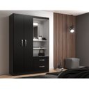 Ver imagem 5 de Guarda Roupa Solteiro 2 Portas 2 Gavetas com Espelho Capelinha Preto Yescasa