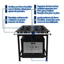 Ver imagem 3 de Fogão Industrial 4 Bocas 30x30 Baixa Pressão P7 com Forno Tampa de Vidro JCN
