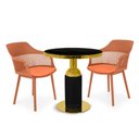 Ver imagem 1 de Conjunto Mesa de Jantar Redonda Imperial 70cm Preta com 2 Cadeiras Estofadas Marcela - Marrom