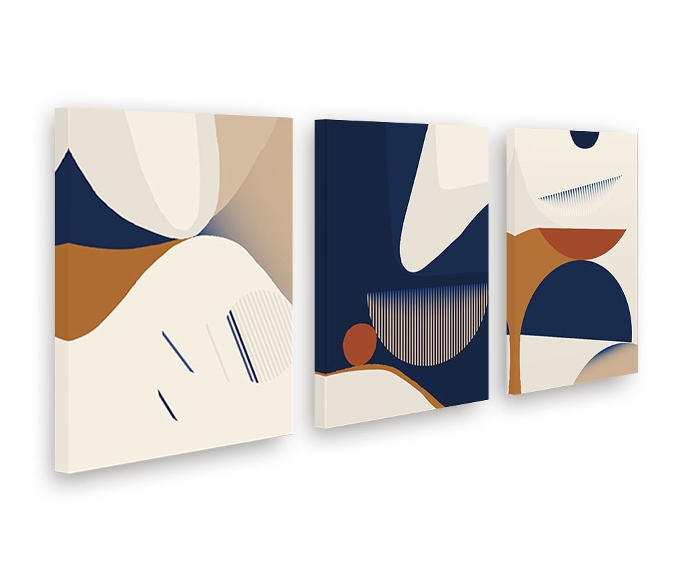 Kit 3 Quadros Decorativos Tela Canvas Abstrata Minimalista - 1