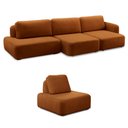 Ver imagem 1 de Conjunto Sala de Estar 1 Sofá Retrátil Modulado 372cm e 1 Poltrona Santiago Bouclê Terracota G89 - G