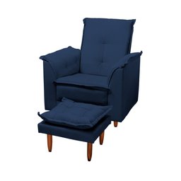 Poltrona Amamentação e Puff Ariel Suede Azul Marinho Espuma D26 Tana Decor Newbelle Decor - 3