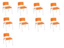 Ver imagem 1 de Kit 9 Cadeiras Infantil Iso, Escola, Base Branco- Laranja