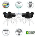Ver imagem 6 de Mesa De Jantar Redonda Vidro 90Cm Com 4 Poltronas Pretas Ferro Branco Cor: Branco