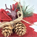 Ver imagem 2 de Kit 4 Flores Bico de Papagaio Pendente Tecido Decorado Vinho Rena e Pinhas 14cm - Master Christmas