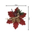 Ver imagem 4 de Kit 4 Flores Bico de Papagaio Pendente Tecido Decorado Vinho Rena e Pinhas 14cm - Master Christmas