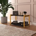 Ver imagem 2 de Sapateira Industrial 2 Lugares Organizada Duarte Móveis - Dourado/preto