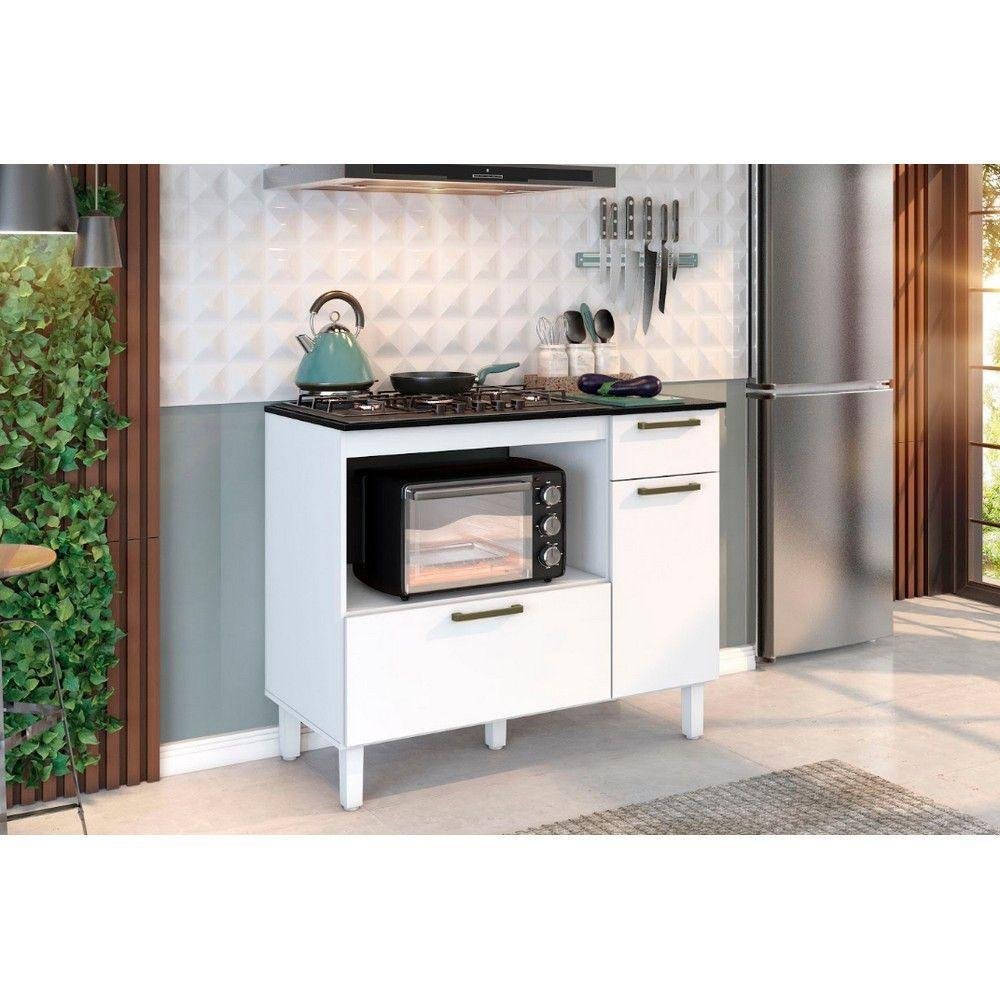 Balcão Cooktop Master 2 Portas 1 Gaveta Zanzini Branco Lacca