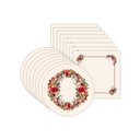 Ver imagem 1 de Kit Sousplat + Guardanapo Natal Galhada Flores - 8 Peças - com Base