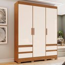 Ver imagem 4 de Guarda Roupa Casal 3 Portas 4 Gavetas 163 Cm B55 Nature Off White Briz