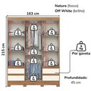 Ver imagem 5 de Guarda Roupa Casal 3 Portas 4 Gavetas 163 Cm B55 Nature Off White Briz