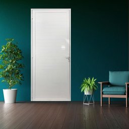 Porta Lambril de Alumínio 210 X 80cm com Maçaneta Linha 25 Lado Direito Esquadrias Bergamo - 1