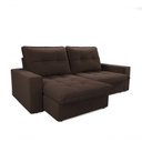 Ver imagem 2 de Sofá com Chaise Firenze 3 Lugares Retrátil e Reclinável 210cm Marrom Cia Lar Móveis