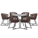 Ver imagem 1 de Mesa com 6 Cadeiras de Jantar Roma 120cm e Noronha em Alumínio Preto Corda Náutica Estofado 12 Trama