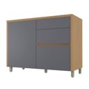 Ver imagem 1 de Balcão 1 Portas 3 Gaveta 120cm 100% MDF Condessa Cinza/Carvalho/Titânio