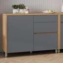 Ver imagem 2 de Balcão 1 Portas 3 Gaveta 120cm 100% MDF Condessa Cinza/Carvalho/Titânio