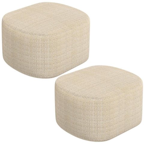 Kit 02 Puffs Decorativo Orgânico para Living Quarto 70cm Doha W01 Linho Palha - Lyam Decor