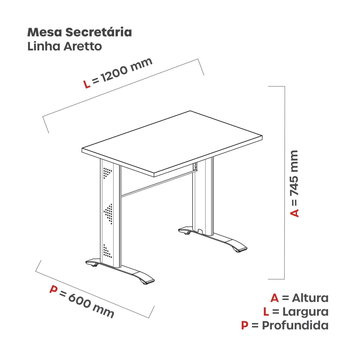 Escrivaninha em Madeira 120x60cm M1200at Aretto - 3