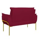 Ver imagem 2 de Kit 2 Poltronas + Namoradeira Pé Metal Dourado Recepção Sala Cor:marsala