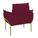 Ver imagem 3 de Kit 2 Poltronas + Namoradeira Pé Metal Dourado Recepção Sala Cor:marsala