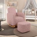 Ver imagem 2 de Poltrona de Amamentação com Balanço e Puff Orgânico Saori W01 Linho Rosa - Lyam Decor