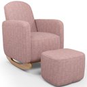 Ver imagem 1 de Poltrona de Amamentação com Balanço e Puff Orgânico Saori W01 Linho Rosa - Lyam Decor