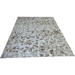 Tapete de Couro Bege Misto 2,00x2,50 sem Borda Quadros 5x5cm