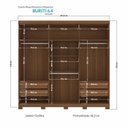 Ver imagem 4 de Guarda Roupa Casal Ripado 6 Portas 4 Gavetas Antony com Pés Marrom/Jatobá/Grafite
