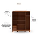 Ver imagem 4 de Guarda-Roupa 4 Portas com Espelho Estrutura em Madeira Cobre Marrom/Castanho