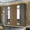 Ver imagem 1 de Guarda Roupa Casal Ripado 6 Portas 4 Gavetas Antony com Espelhos