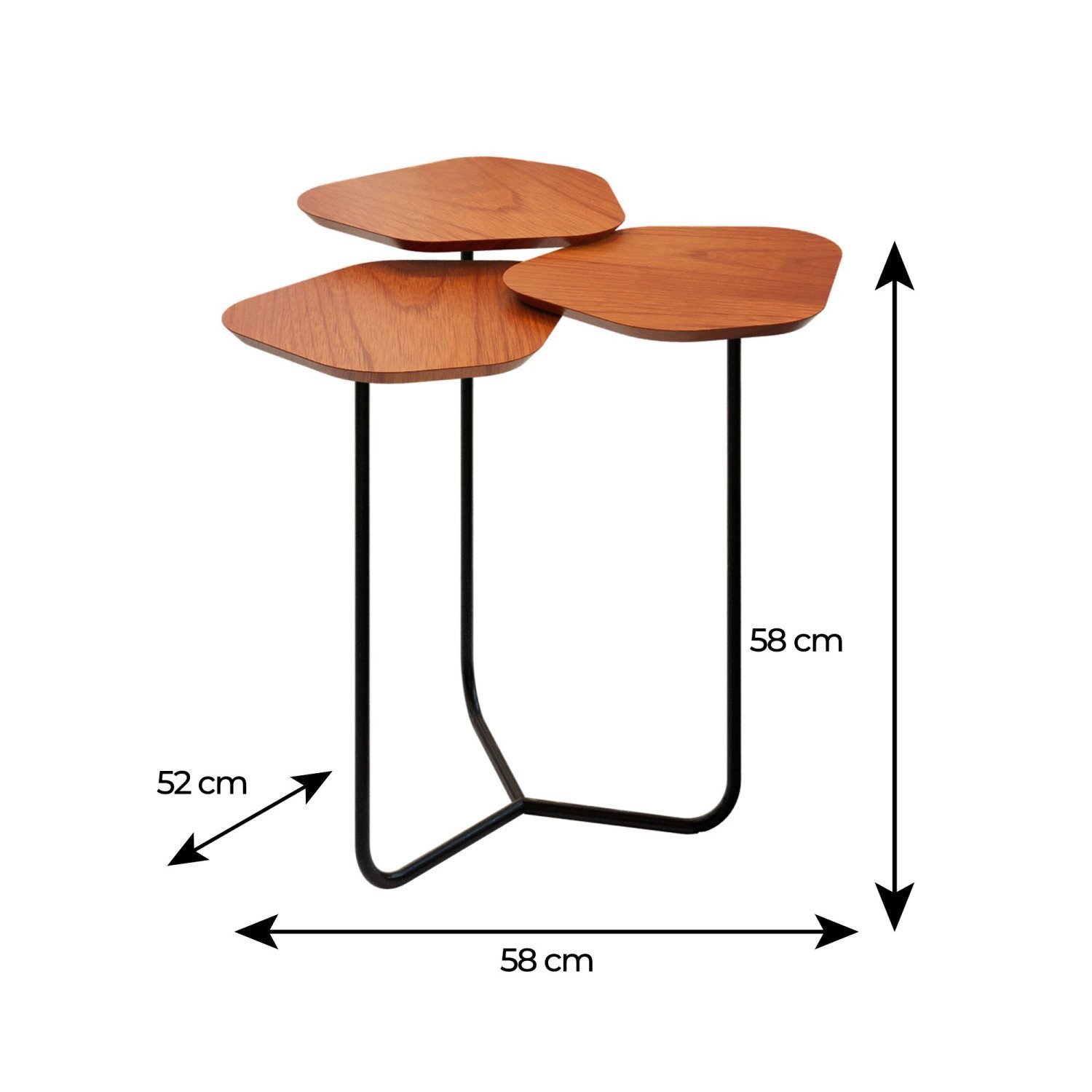Mesa de Apoio Lateral Industrial com 3 tampos 100% MDF Napoli - 3