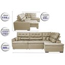 Ver mais imagens de Sofa de Canto Retrátil e Reclinável com Molas Cama Inbox Platinum 3,00x2,36 Tecido Suede Bege