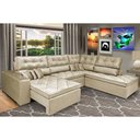 Ver imagem 1 de Sofa de Canto Retrátil e Reclinável com Molas Cama Inbox Platinum 3,00x2,36 Tecido Suede Bege