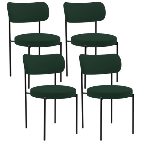 Kit 04 Cadeiras Estofadas para Sala de Jantar Louise L02 Suede Verde Musgo - Lyam Decor