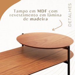 Mesa de Centro Industrial Tampo em MDF Moscow - 4