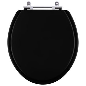 Assento Sanitário Tampa de Vaso Madeira Mdf Laqueado Convencional Oval Universal 6lpf - Preto