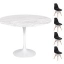 Ver imagem 1 de Conjunto Mesa Saarinen Redonda Espirito Santo 107cm + 4 Cadeiras Eames DSW - Preta