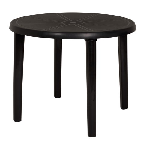Mesa Plástica Redonda Desmontável Preta Mor 15151452