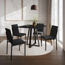 Ver imagem 1 de Conjunto de Jantar Mesa Mônaco 90cm Tampo Preto com 4 Cadeiras Estofadas Pretas - Cor: Preto
