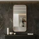 Ver imagem 1 de Espelho Retangular Decorativo sob Medida 80x50cm + Suporte Moldura Rose Gold