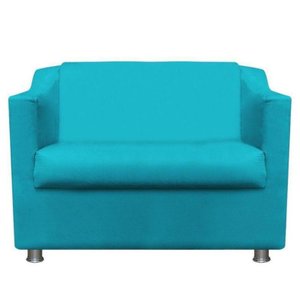 Namoradeira Bia 02 lugares Recepção Clinica Consultório Sala de Espera - Suede Turquesa - Jm Interio