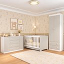 Ver imagem 1 de Quarto de Bebê Completo com Berço Americano 3 em 1 e Colchão Incluso Flor Multimóveis MP4949