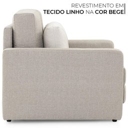 Sofá Cama Casal 2 Lugares Herval Aurora Linho Premium 146x194x75cm - 8