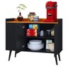 Aparador Buffet Bar Cantinho do Café Retrô 3 Portas Pés Palito Wood - Preto/ Cinamomo - 5