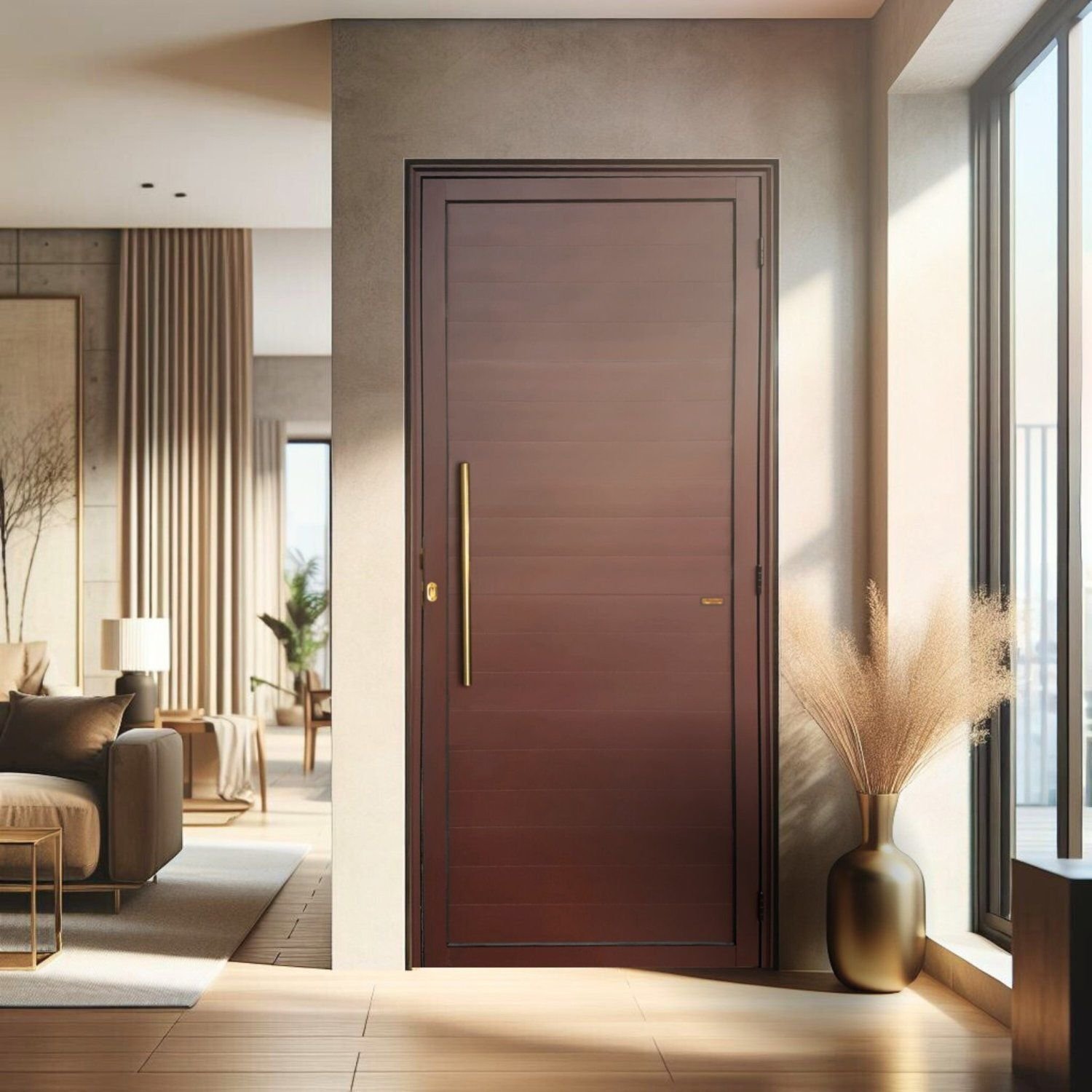 Porta de Aluminio Pivotante Lambril 210x100cm com Puxador Super